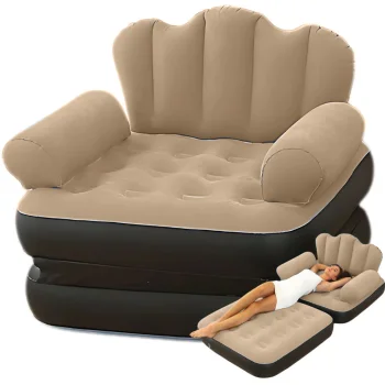 2-in-1 Inflatable Sofa Chair with Pump, Brown