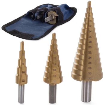 HSS Titanium Step Cone Drill Bit Set, 3 pcs