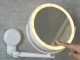 Wall-Mounted Rotating 360° LED Makeup Mirror with 1x/5x Magnification, White