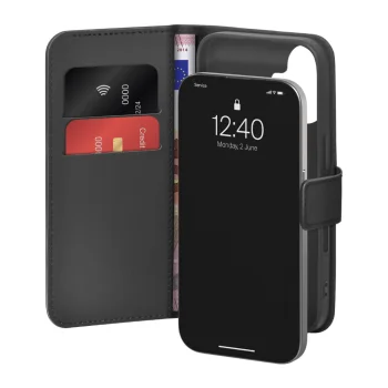 Puro Wallet Stand Case for iPhone 17, Black