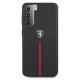 Ferrari Samsung Galaxy S21+ Case Off Track Leather Nylon Stripe, Black