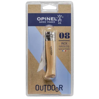 Opinel No. 08 Pocket Knife, Stainless Steel, Brown