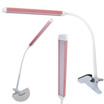Shadowless Desk Lamp with Clip, 24 LED, USB, White/Pink