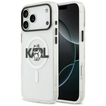 Karl Lagerfeld IML Choupette Sketch Logo MagSafe Case for iPhone 17 Pro, Transparent