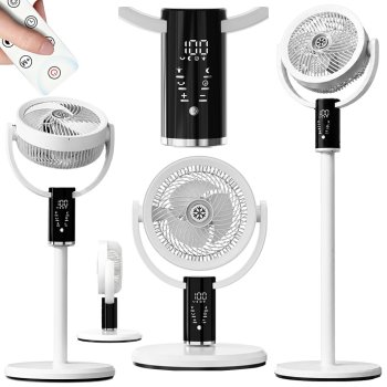 Cordless Rechargeable 3-in-1 Fan with Remote, White/Black
