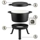 Berdsen Bd-480 Enamelled Cast Iron Cauldron with Legs & Grill Pan, 8L