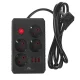 Maclean MCE392 B Power Strip, 4 Outlets + 3xUSB, 2500W, 1.5m, Black
