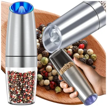 Electric Gravity Pepper and Salt Grinder with LED Light