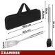 BBQ Grill Tool Set 3-Piece Stainless Steel Kaminer 27180, Black