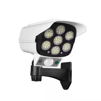 Solar LED light with 77 LEDs and camera dummy, white
