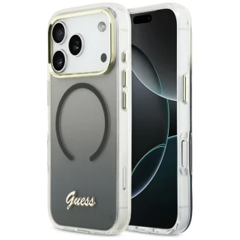 Guess IML Gradient Script Metal MagSafe Case for iPhone 17 Pro Max, Black