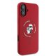 Karl Lagerfeld Silicone Karl&Choupette Heads Ring MagSafe Case for iPhone 16 Plus, Red