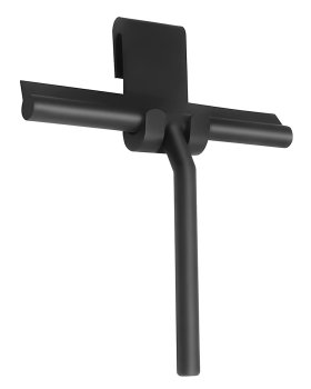 Shower Squeegee Window Glass Wiper Scraper Cleaner with Silicone Blade and Holder Hook, Black