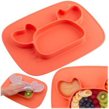 Ricokids Crab Silicone Suction Plate with Lid for Toddlers and Babies