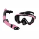 Panoramic Snorkeling Mask and Dry Top Snorkel Set, pink-black