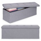 Storage Ottoman Bench 111x38 cm ModernHome Upholstered Chest, Light Gray