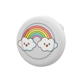 Apple AirTag Pin Badge Case EA-68-02, White with Rainbow Print