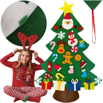 Ruhhy 00024856 Felt Christmas Tree with Ornaments, 90 cm