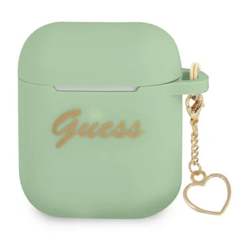 Guess Silicone Charm Heart Case for AirPods 1/2, Green