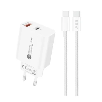 A6MaxL 20W USB-A USB-C įkroviklis su USB-C - USB-C 1m laidu, baltas