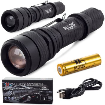 Bailong Tactical USB LED Flashlight CREE XM-L3-U3 with Zoom, Model 603