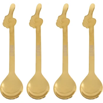 Bialetti Joyful Memories Espresso Spoon Set, 4-Piece, Gold