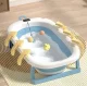 Folding Newborn Baby Silicone Bath Tub with Thermometer 76x47х21cm, Blue