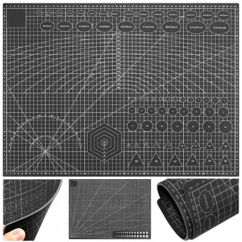 Double-sided self-healing cutting mat for modeling A2, 45x60 cm, black