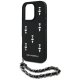 Karl Lagerfeld Saffiano Crystals w/Chain Case for iPhone 16 Pro Max, Black