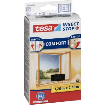 Window Insect Screen Tesa Insect Stop Comfort Hook & Loop 1.2x2.4m Black 55918