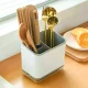 Cutlery Drainer and Organizer with 3 Compartments, White/Black