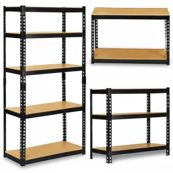 Humberg Metal Storage Shelving Unit 183x90x40 cm, Black