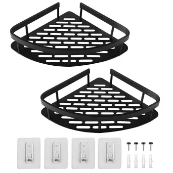 Corner Bathroom Shelves (Set of 2, Aluminum)