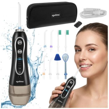 Soulima 25397 Cordless Oral Irrigator Water Flosser with 8 Nozzles, Black
