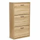 ModernHome Light Oak 3-Compartment Shoe Cabinet 60cm