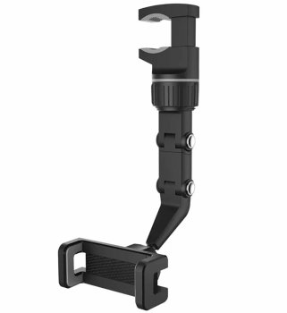 Rearview Mirror Car Phone Holder, 360° Adjustable Arm, Black