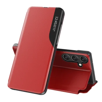 Hurtel Eco Leather View Flip Case for Samsung Galaxy S25 - Red