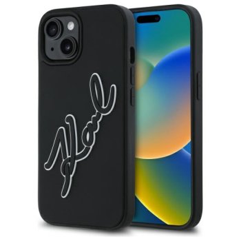 Karl Lagerfeld 3D Rubber Signature Case for iPhone 15 - Black