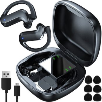 Wireless Bluetooth 5.0 earbuds with 400 mAh charging case power bank, black