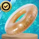 Large Inflatable Swimming Ring with Confetti for Kids and Adults 120 cm, Gold