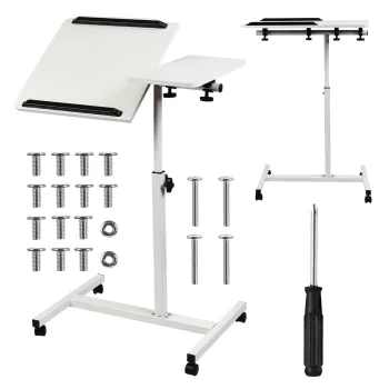 Maclean Mobile Laptop Desk MC-121 W, Adjustable Height, White