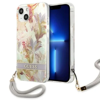 Guess Flower Strap Case for iPhone 13 mini, Purple