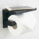 Toilet Paper Holder With Shelf, White-Gold