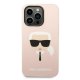 Karl Lagerfeld Silicone Karl\'s Head iPhone 14 Pro MagSafe Case, Light Pink