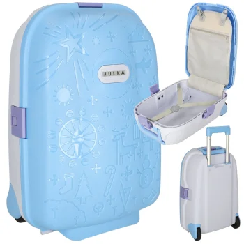 Kids' Travel Suitcase with LED Wheels, Blue