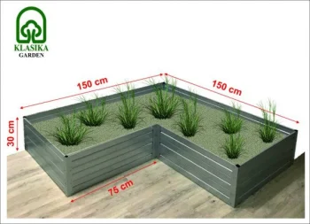 Raised Garden Bed Klasika Garden L-Shape, Galvanized, 150x150 cm
