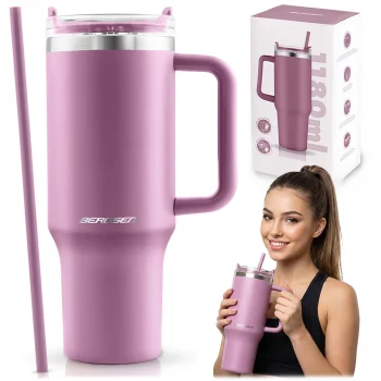 Vacuum Insulated Tumbler with Straw 1180 ml Berdsen, Pink
