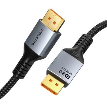DisplayPort to DisplayPort 2.1 Cable, 16K, 80Gbps, 2m, Black