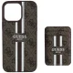 Guess iPhone 16 Pro Max Case 4G Stripes with MagSafe Wallet, Brown