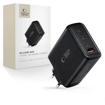 Tech-Protect NC120W-GAN 120W 4-Port Wall Charger - Black